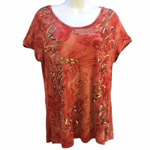 Coldwater Creek Large 14 Orange Red Woman’s Shirt